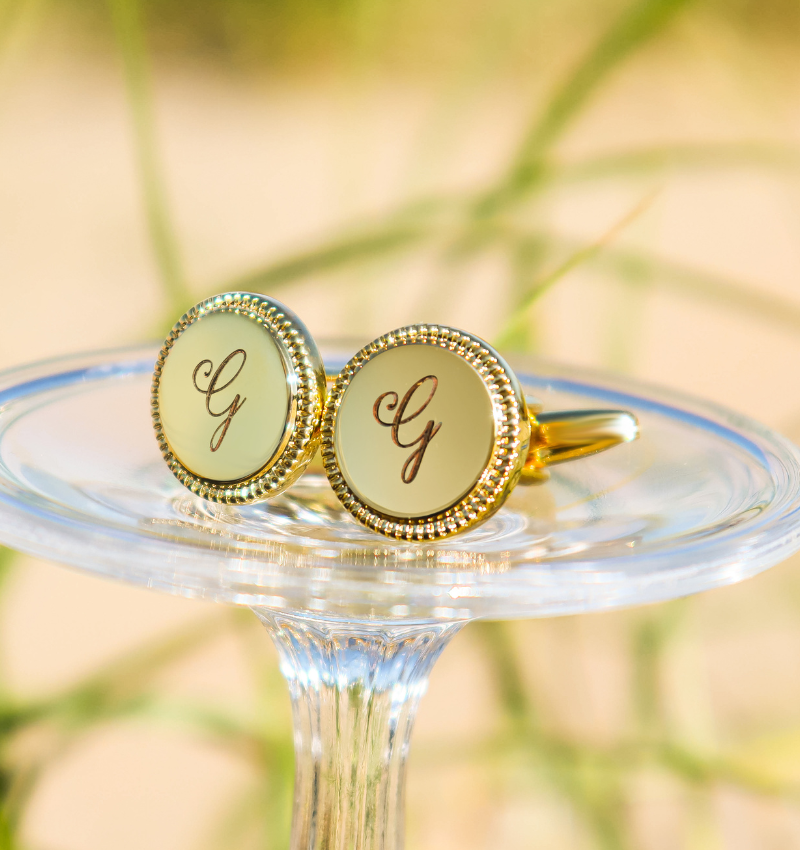 Gepersonaliseerde Manchetknopen 'Beaded' I Goud