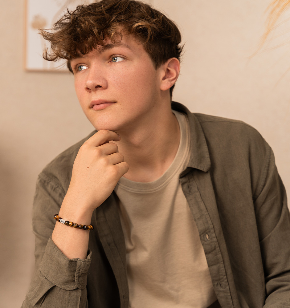 Armband Jongens met Kralen | Tijgeroog