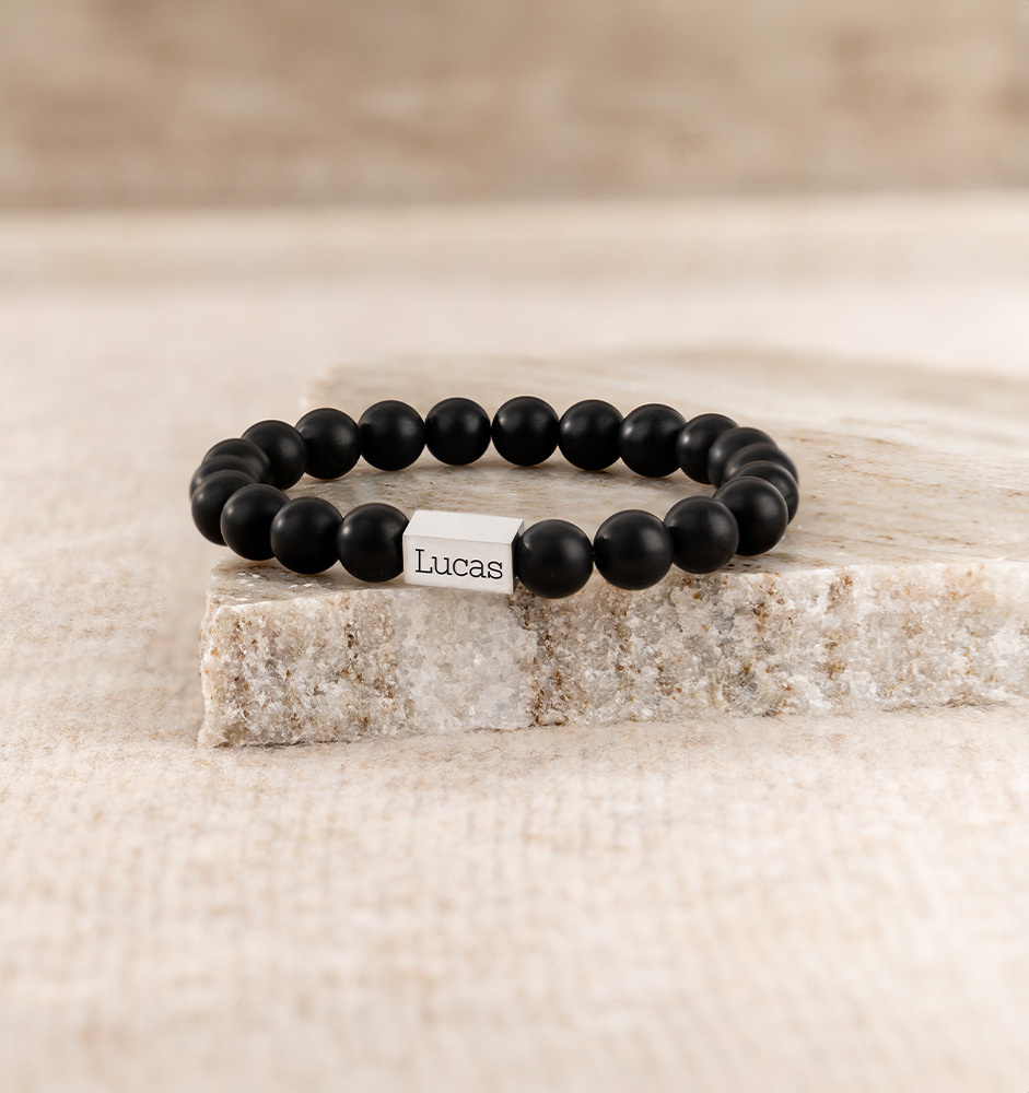 Kralenarmband Vader Zoon Set | Zwart