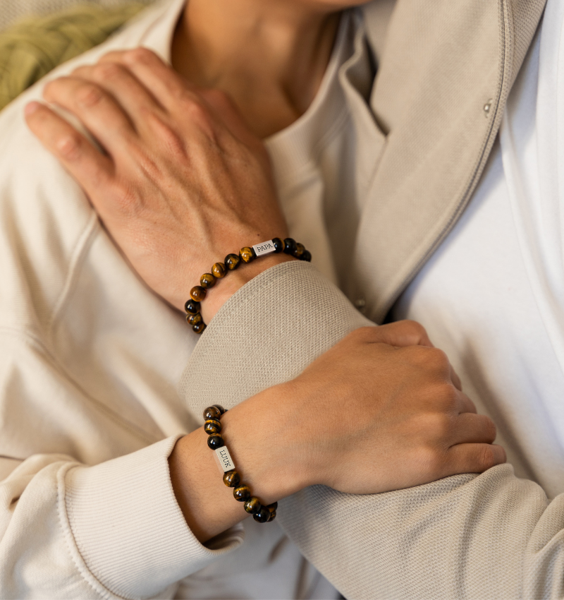 Kralenarmband Vader Zoon Set | Tijgeroog