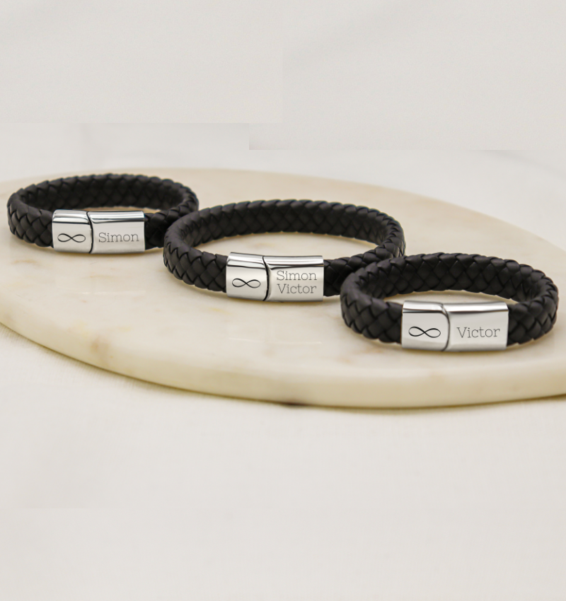 Leren Armband Heren Set | met Gravure