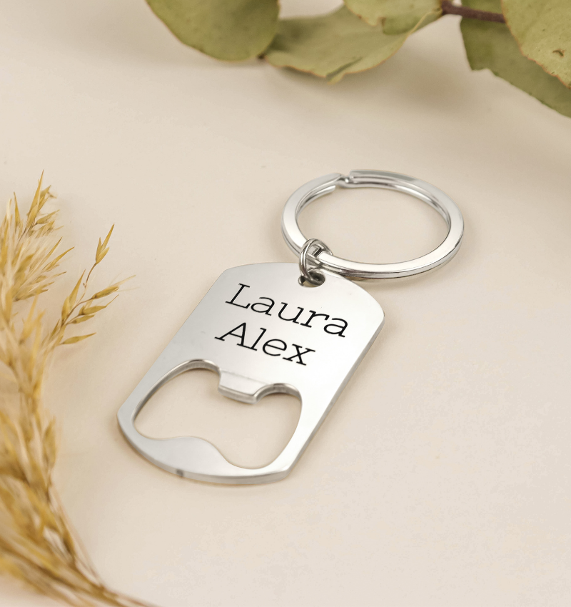 Sleutelhanger Man Bieropener | Met gravure