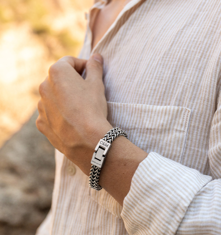 Armband Heren 'Schakel' I Met gravure