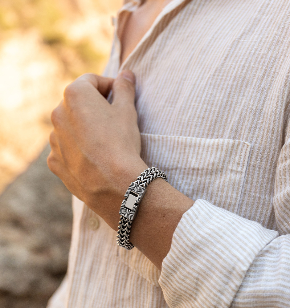 Armband Heren met Vingerafdruk 'Schakel'