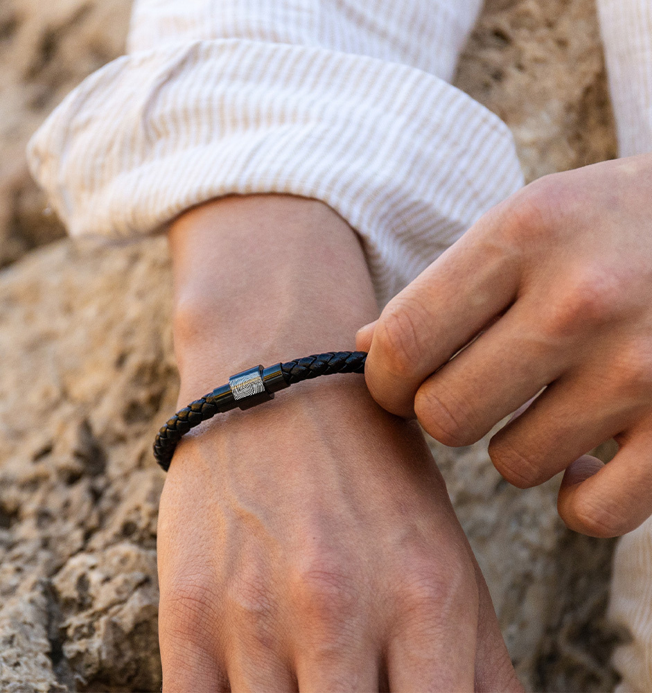 Armband met Vingerafdruk Heren | Zwart