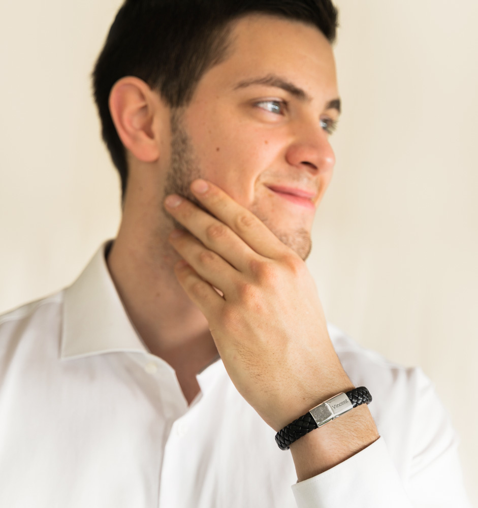 Armband met Vingerafdruk en Naam Heren