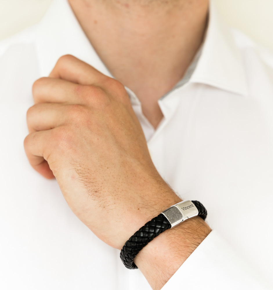 Armband met Vingerafdruk en Naam Heren