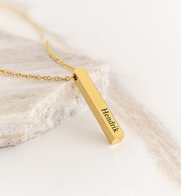 Mannen Ketting met naam 'Bar' | Goud