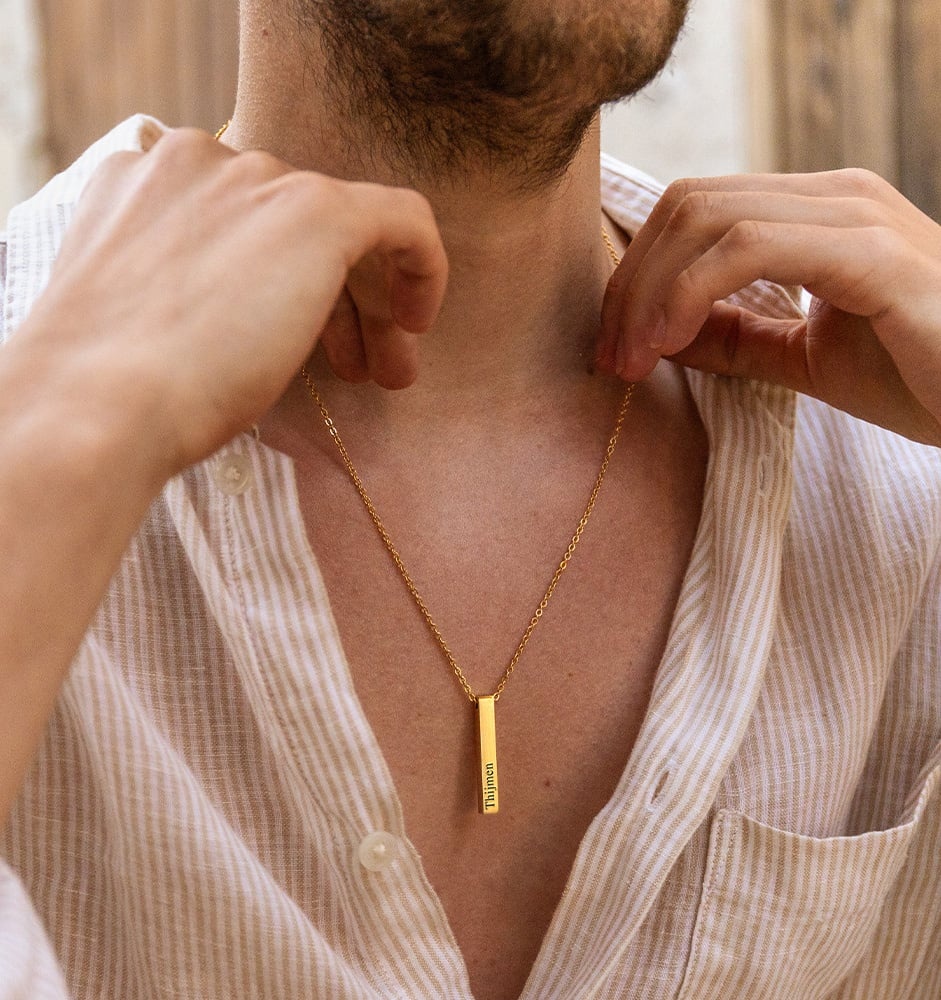 Mannen Ketting met naam 'Bar' | Goud