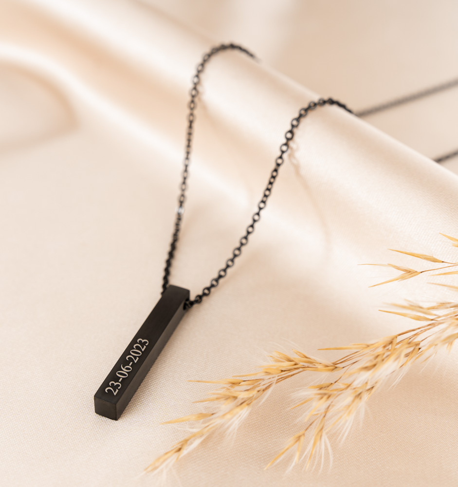 Mannen Ketting met naam 'Bar' | Zwart