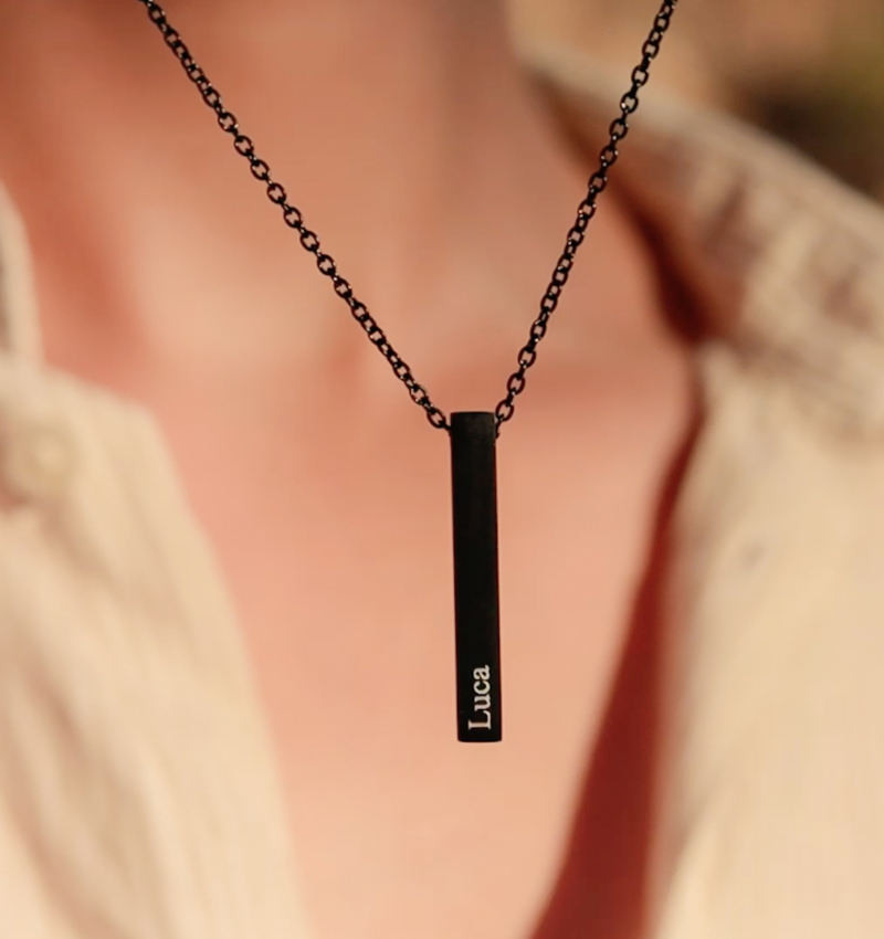 Mannen Ketting met naam 'Bar' | Zwart