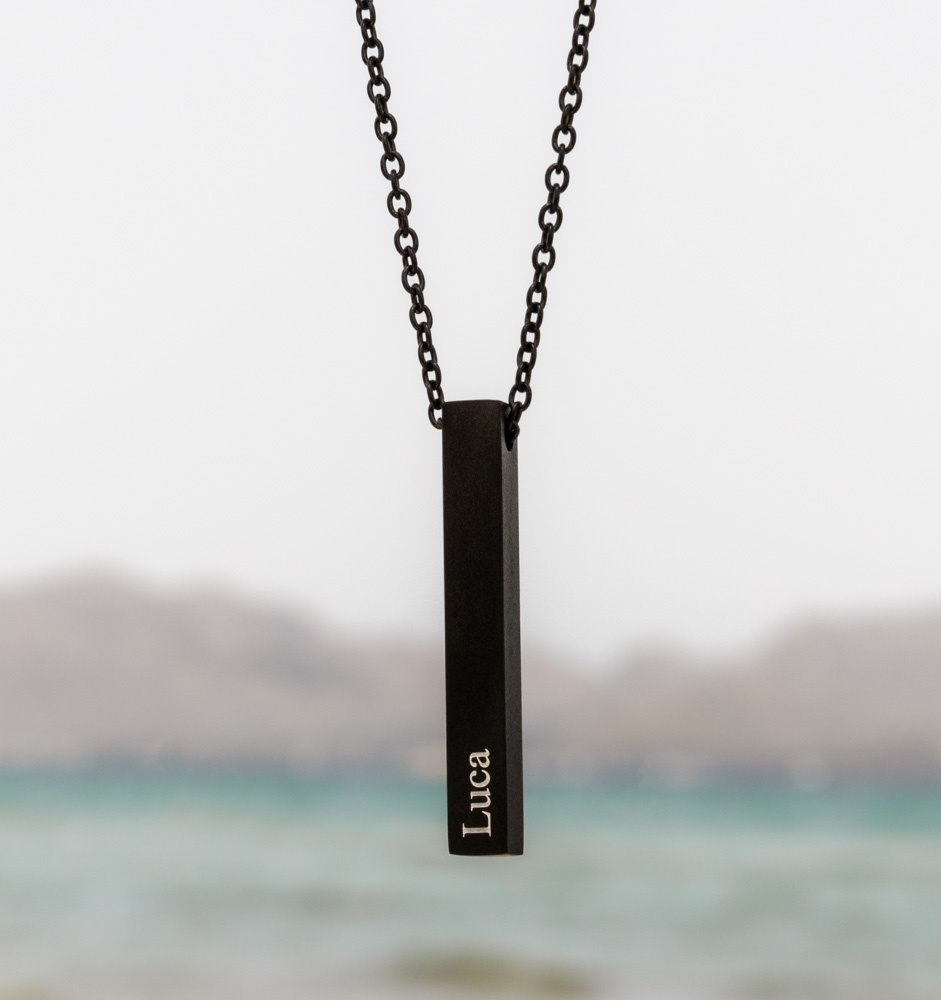Mannen Ketting met naam 'Bar' | Zwart