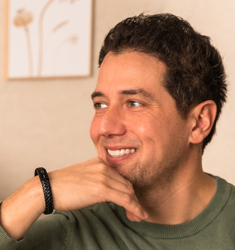 Leren Mannen Armband met Gravure | Zwart