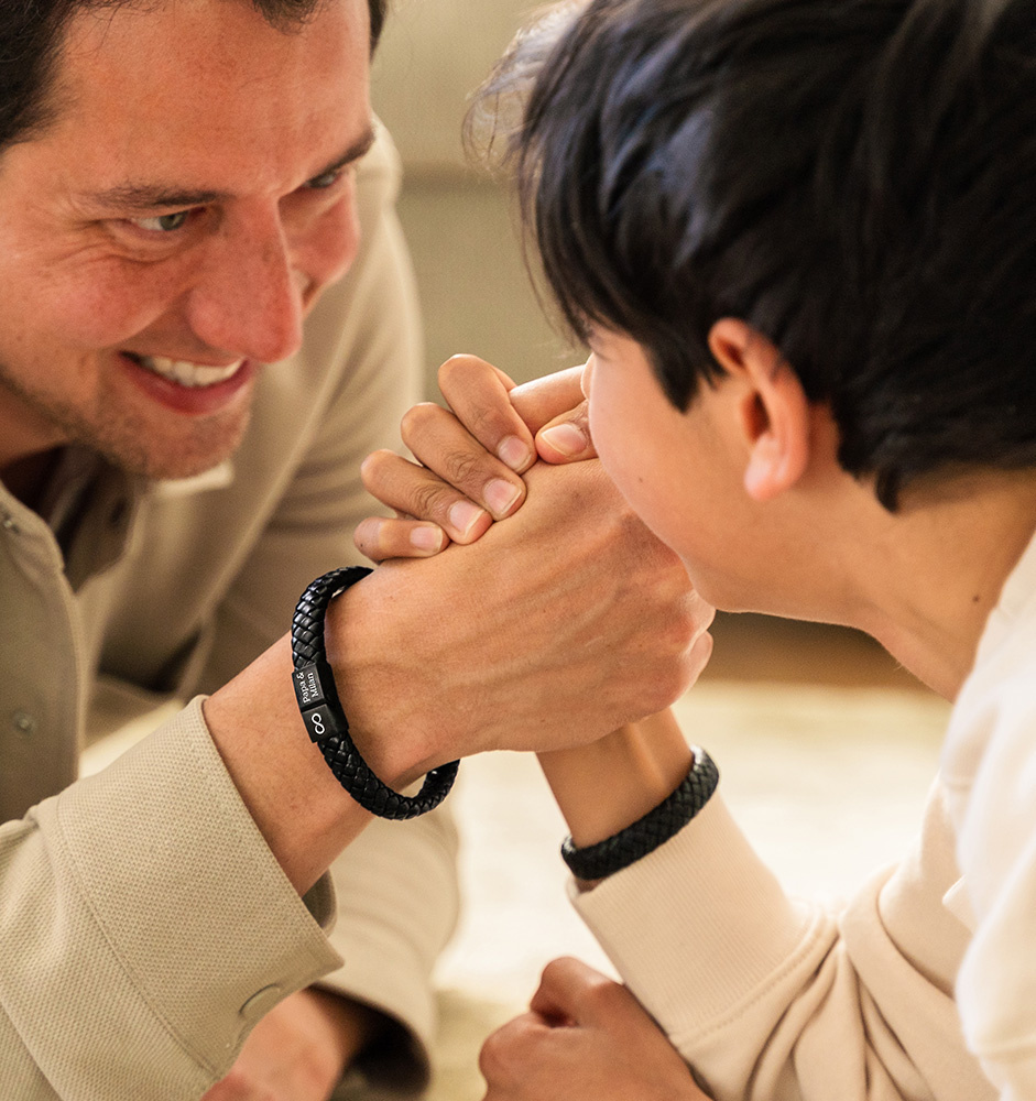 Leren Mannen Armband met Gravure | Zwart