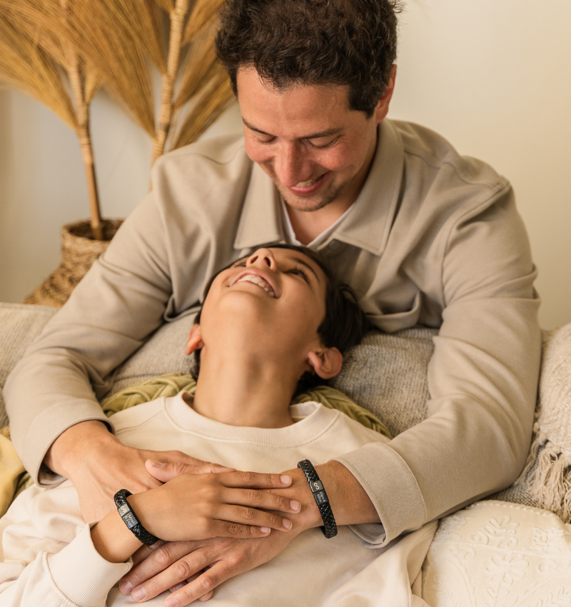 Leren Armband Vader Zoon Set met Gravure I Zwart