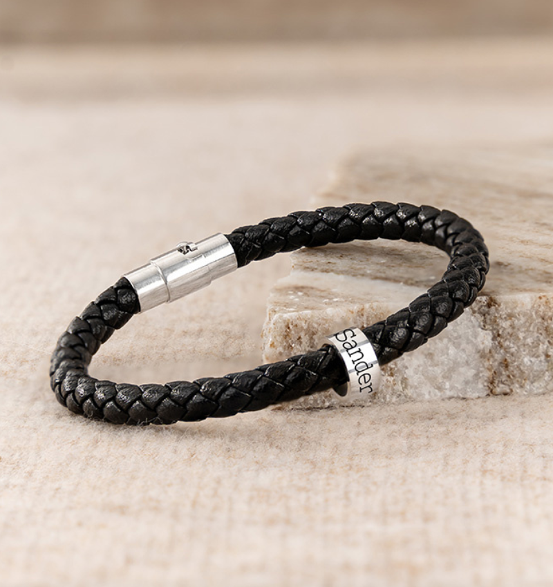 Armband Jongens Leer met Naambedel