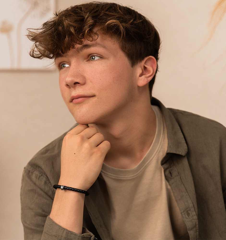 Armband Jongens Leer met Naambedel