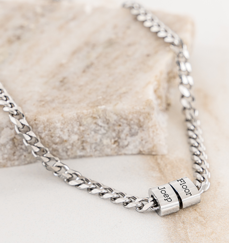 Schakelketting Cuban Link met  2 namen