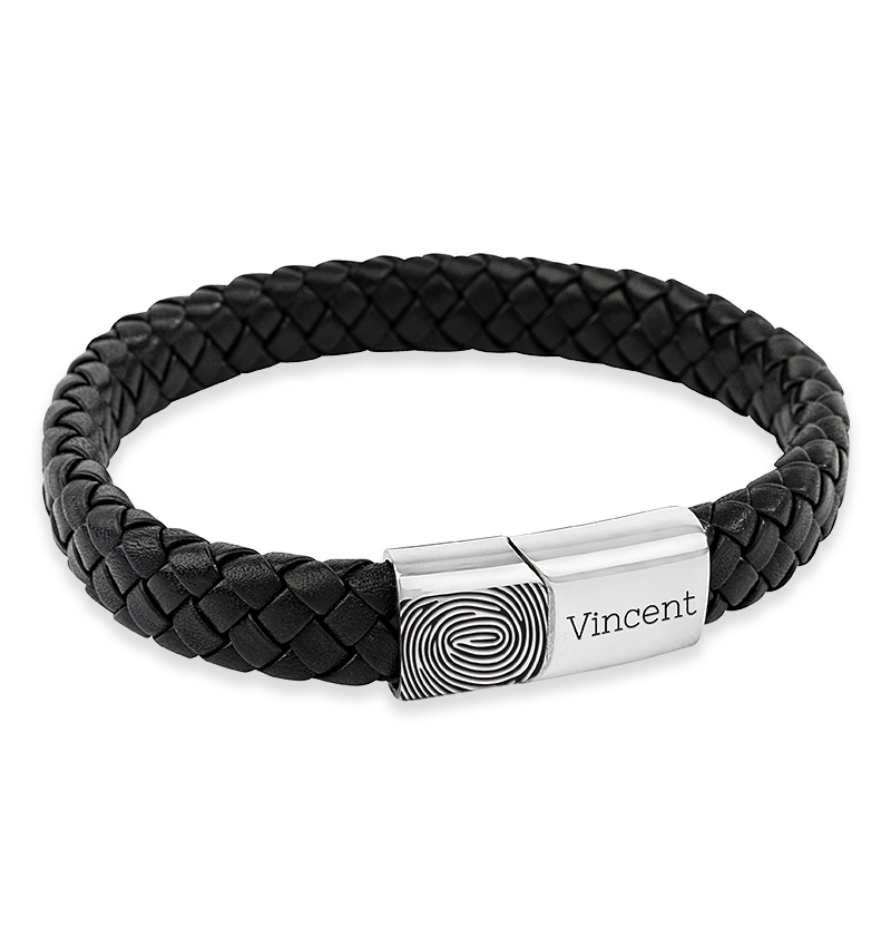 Armband met Vingerafdruk en Naam Heren