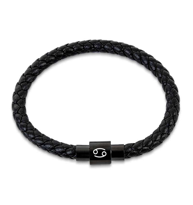 Armband Heren Leer met Sterrenbeeld  | Zwart