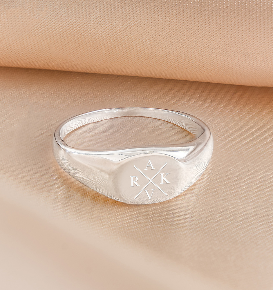 Signet Ring Heren met Initialen | Zilver