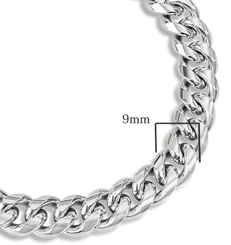 Heren Schakelarmband Cuban Link Zilver I 9 mm