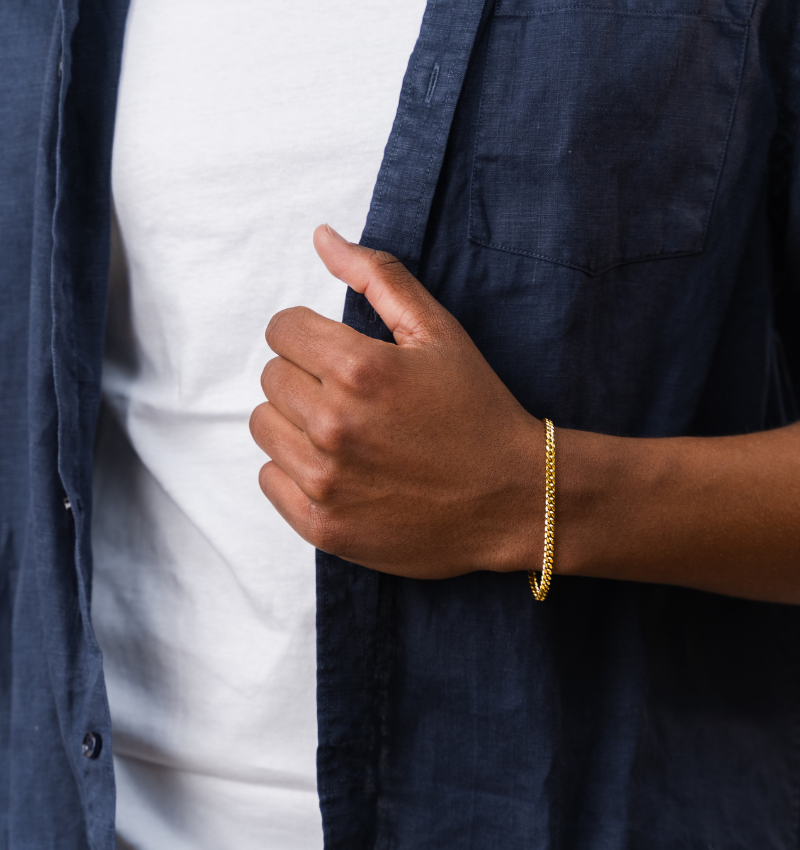 Heren Schakelarmband Cuban Link Goud I 4 mm