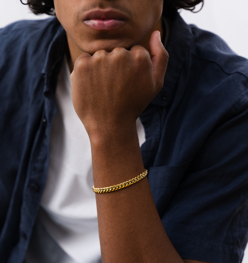 Heren Schakelarmband Cuban Link Goud I 6 mm