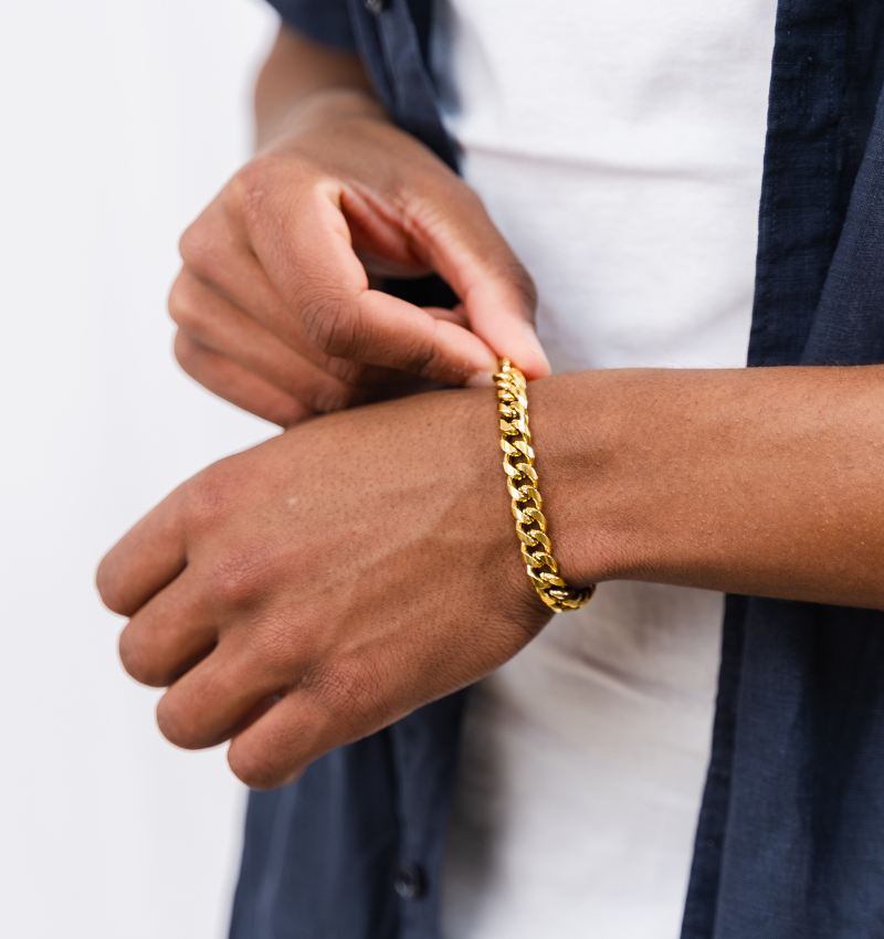 Heren Schakelarmband Cuban Link Goud I 9 mm