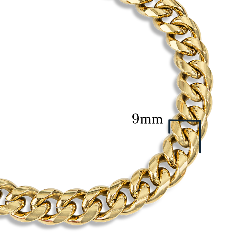 Heren Schakelarmband Cuban Link Goud I 9 mm