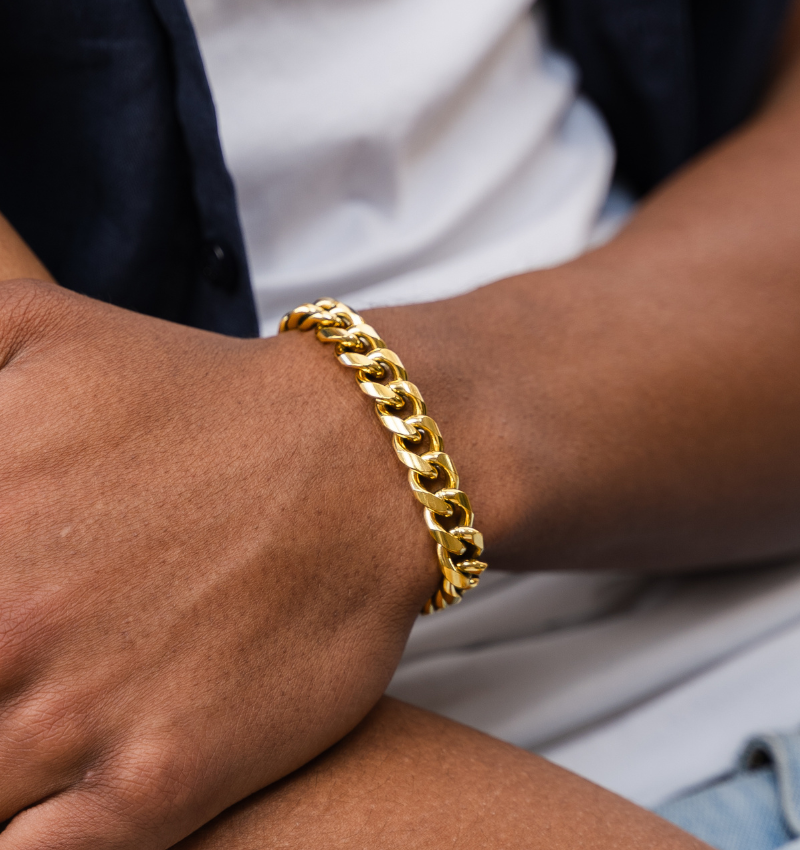Heren Schakelarmband Cuban Link Goud I 11 mm