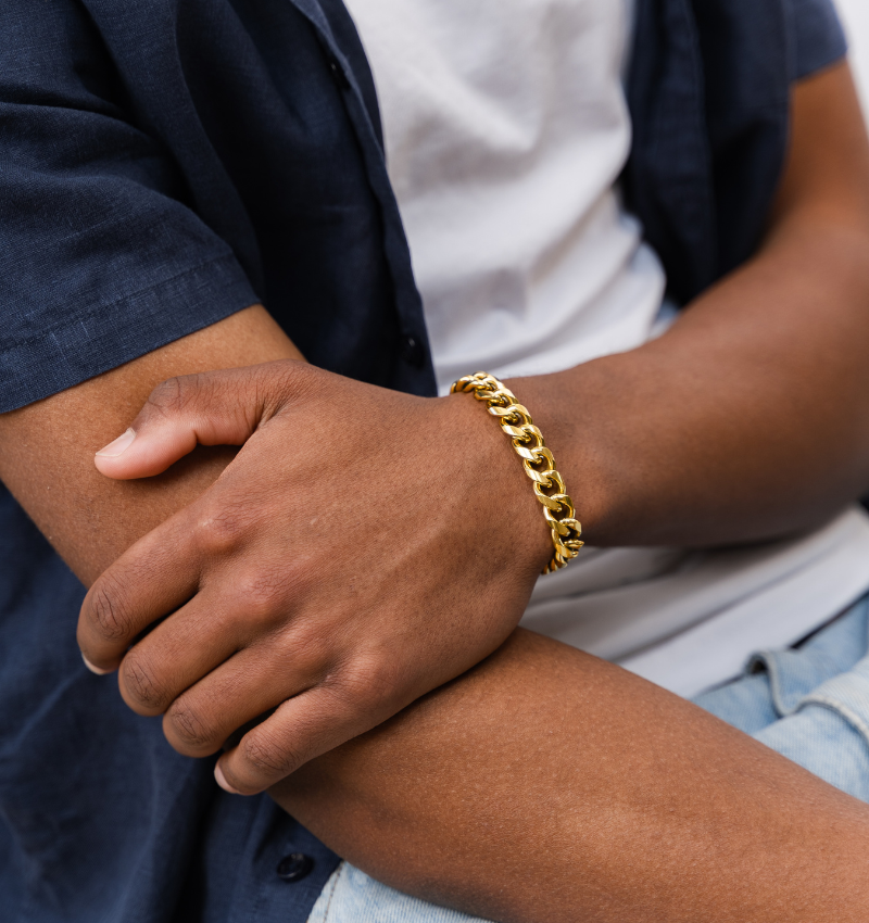 Heren Schakelarmband Cuban Link Goud I 11 mm