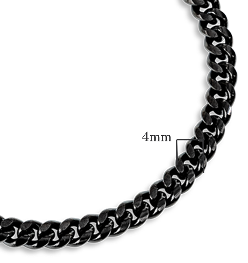Heren Schakelarmband Cuban Link Zwart I 4 mm