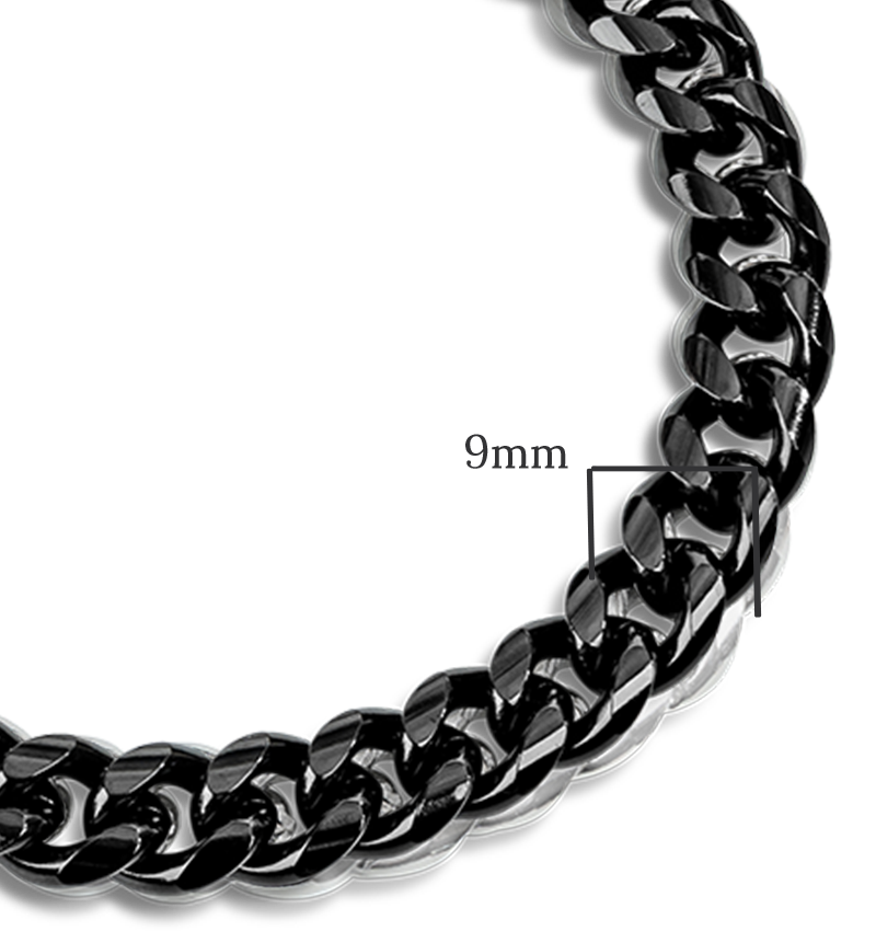 Schakelarmband Heren Cuban Link Zwart I 9 mm