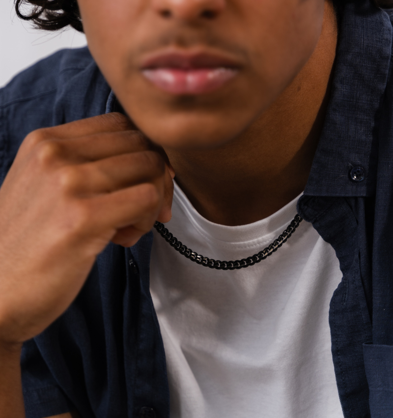 Schakelketting & Armband Cuban Zwart I 4 mm