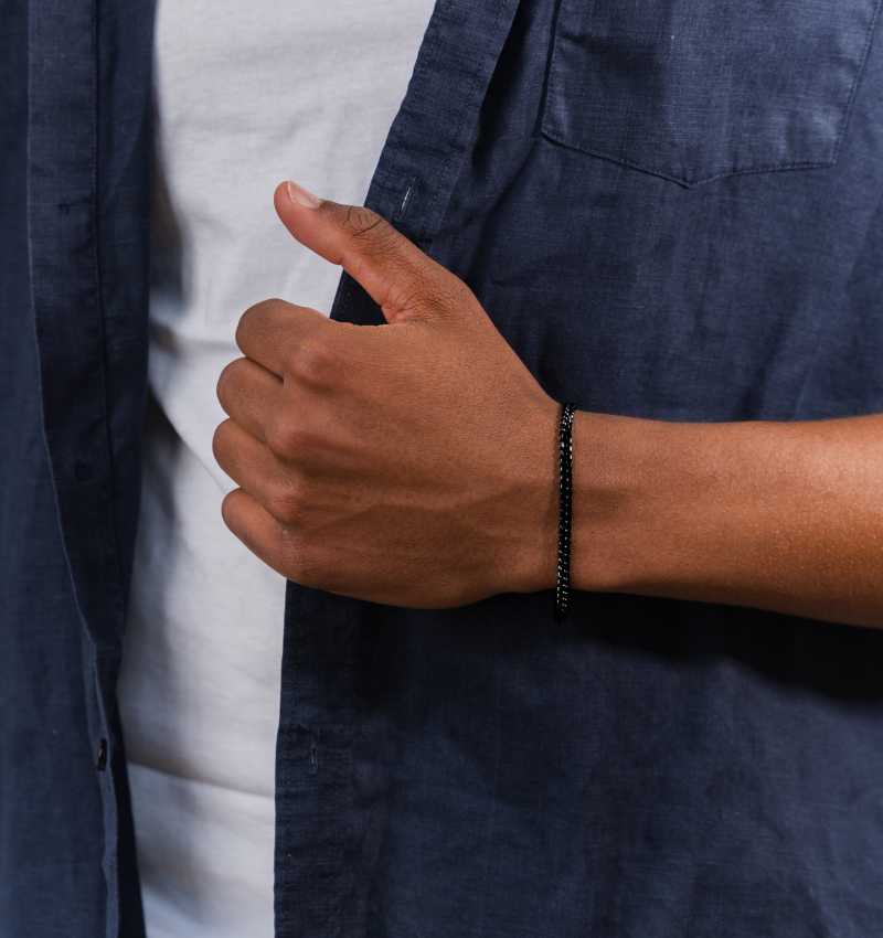 Schakelketting & Armband Cuban Zwart I 4 mm