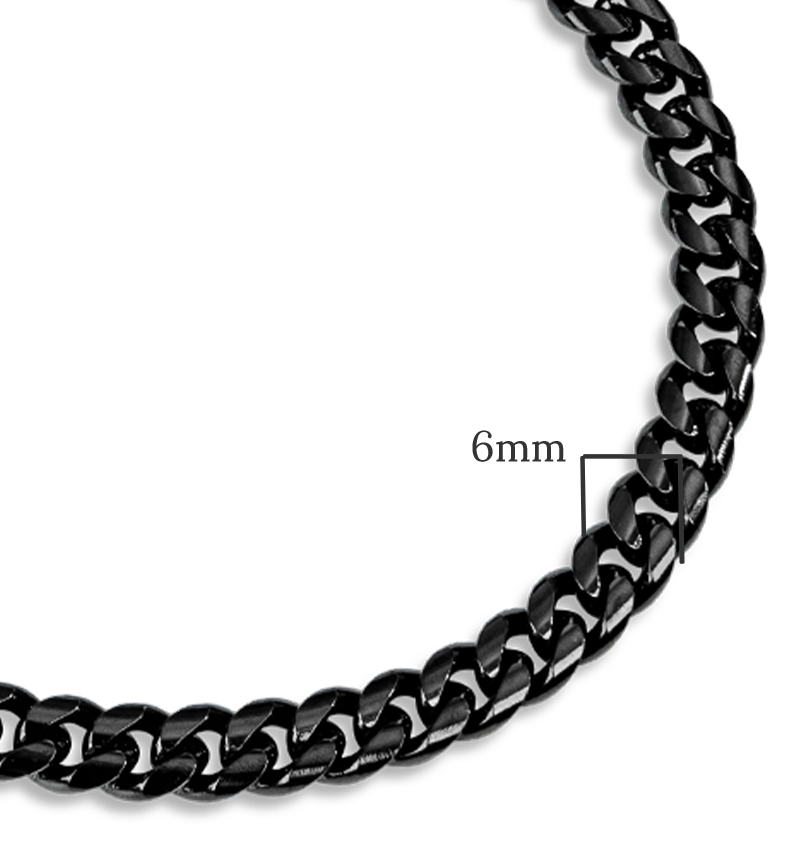 Schakelketting & Armband Cuban Zwart | 6 mm