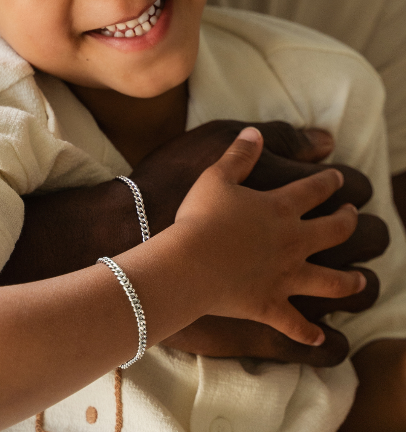 Armband Vader Zoon Set Cuban Link Zilver | 4 mm