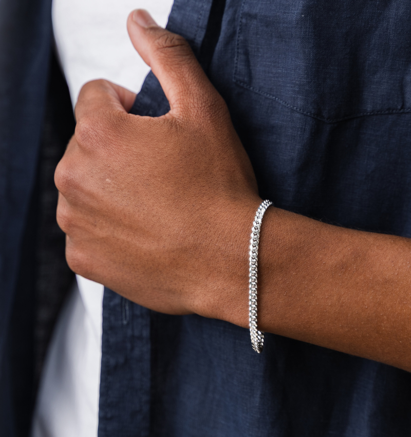 Armband Vader Zoon Set Cuban Link Zilver | 4 mm