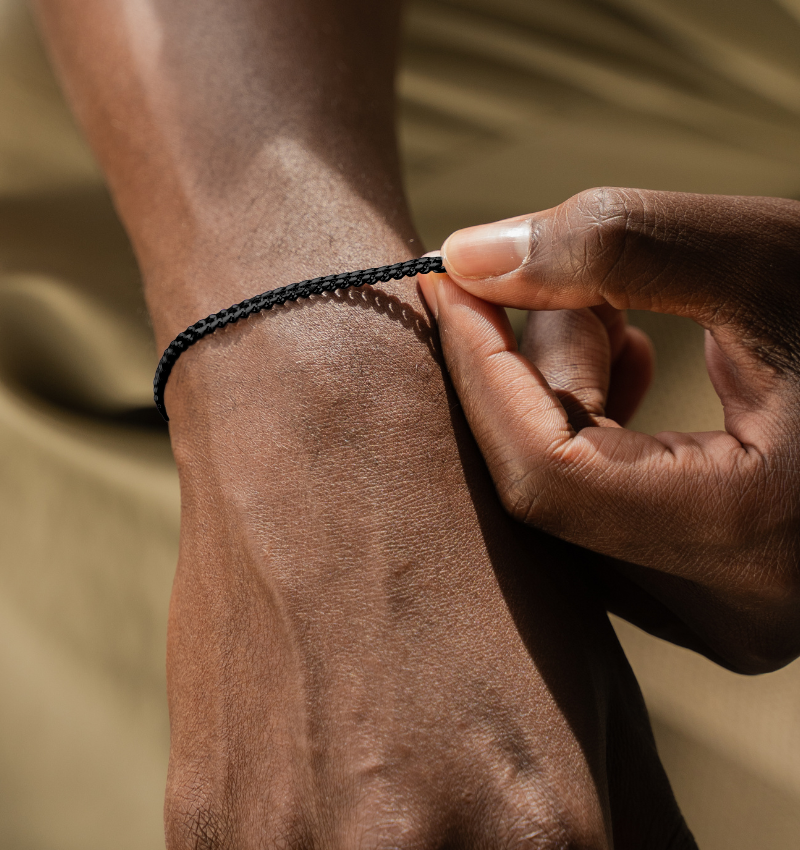 Armband Vader Zoon Set Cuban Link Zwart | 4 mm