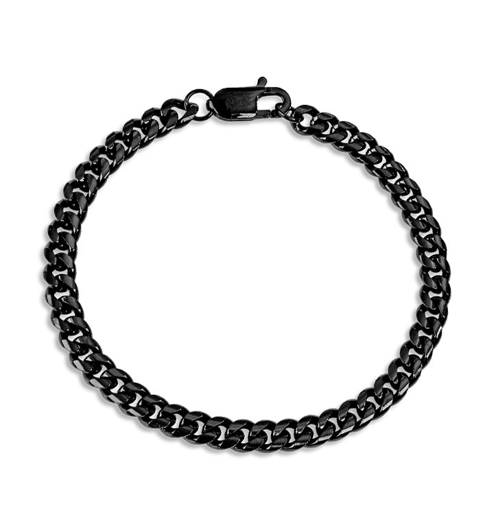 KAYA sieraden Schakelarmband Cuban Link Zwart I 6 mm