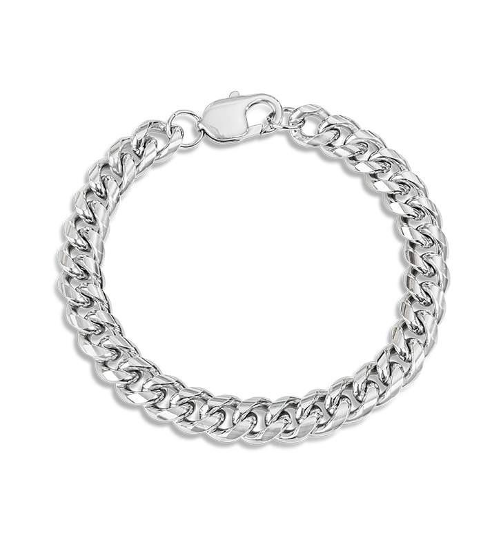 Heren Schakelarmband Cuban Link Zilver I 9 mm