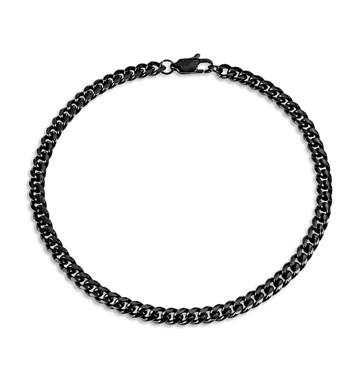 KAYA sieraden Schakelarmband Cuban Link Zwart I 4 mm