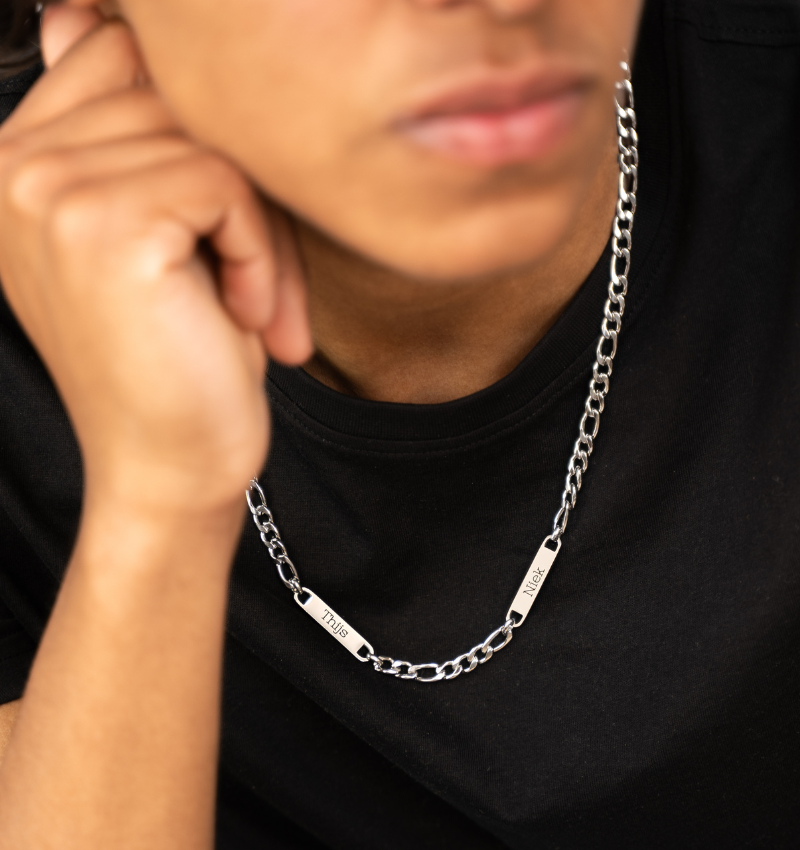 Schakelketting Heren met 3 Namen | Stainless Steel
