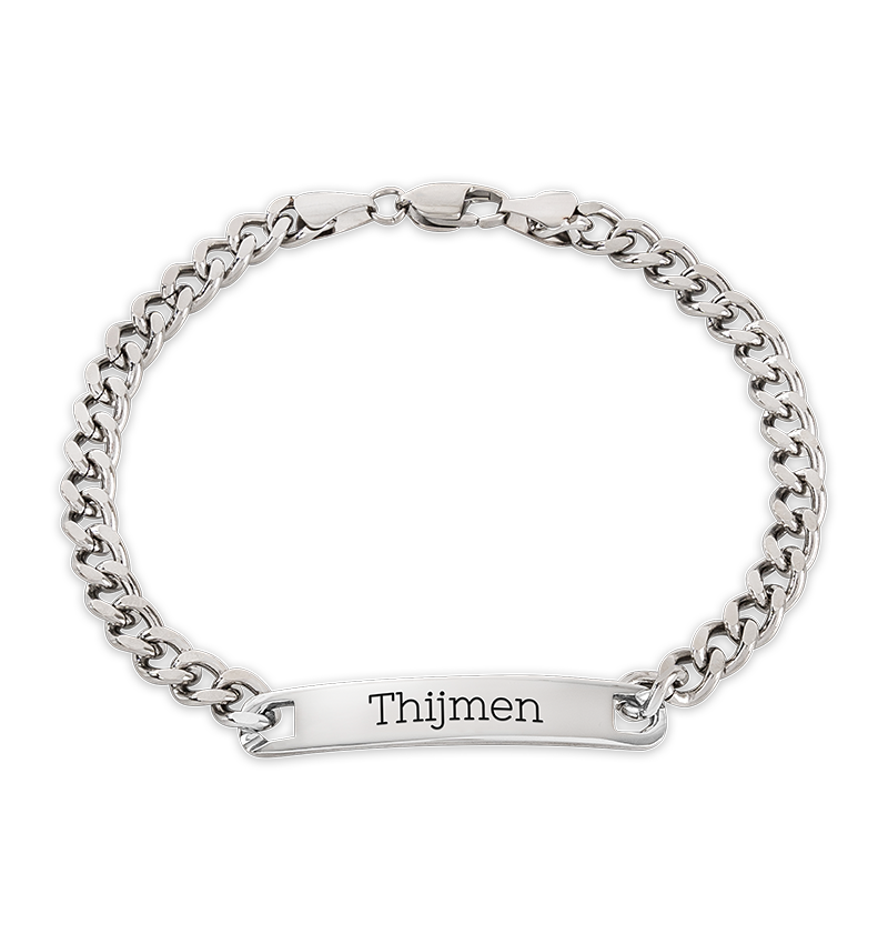 Zilveren Armband Heren 'Bar' | met Gravure