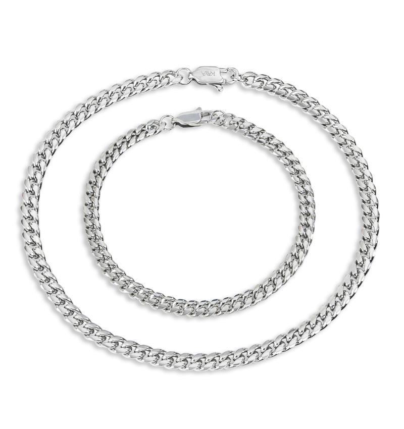 KAYA sieraden Armband Vader Zoon Set Cuban Link Zilver | 4 mm