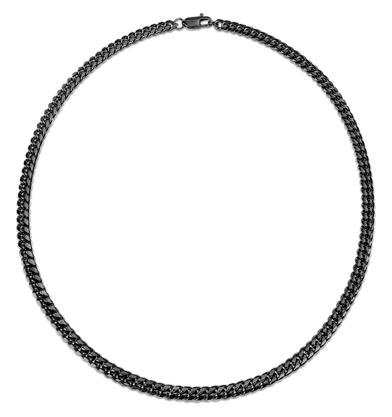 Schakelketting Cuban  Link Zwart I 6 mm