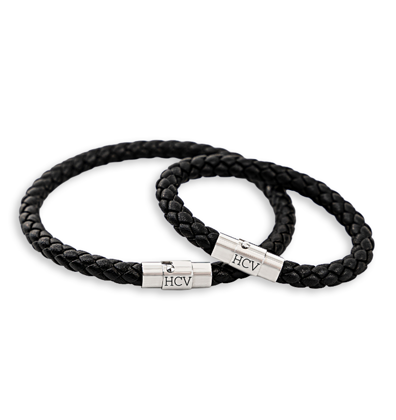 Leren Armband Vader Zoon Set met Initialen | Zilver