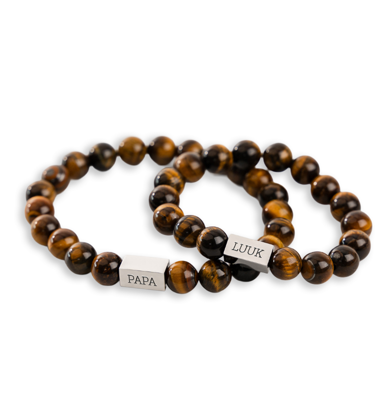 Kralenarmband Vader Zoon Set | Tijgeroog