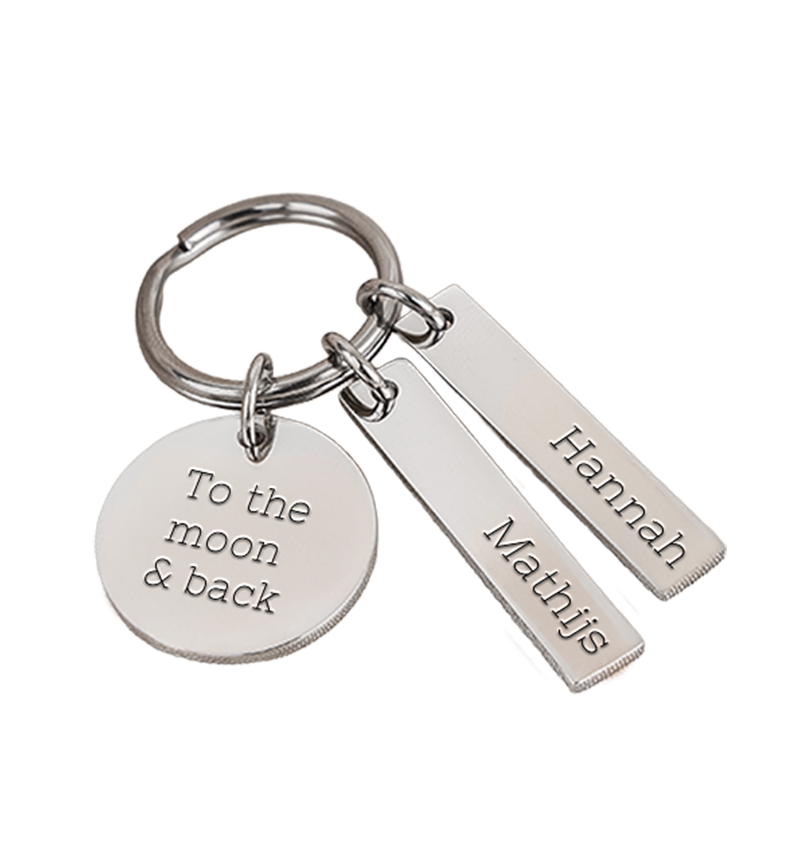 Naam Sleutelhanger 'Disc' | 2 namen | Zilver